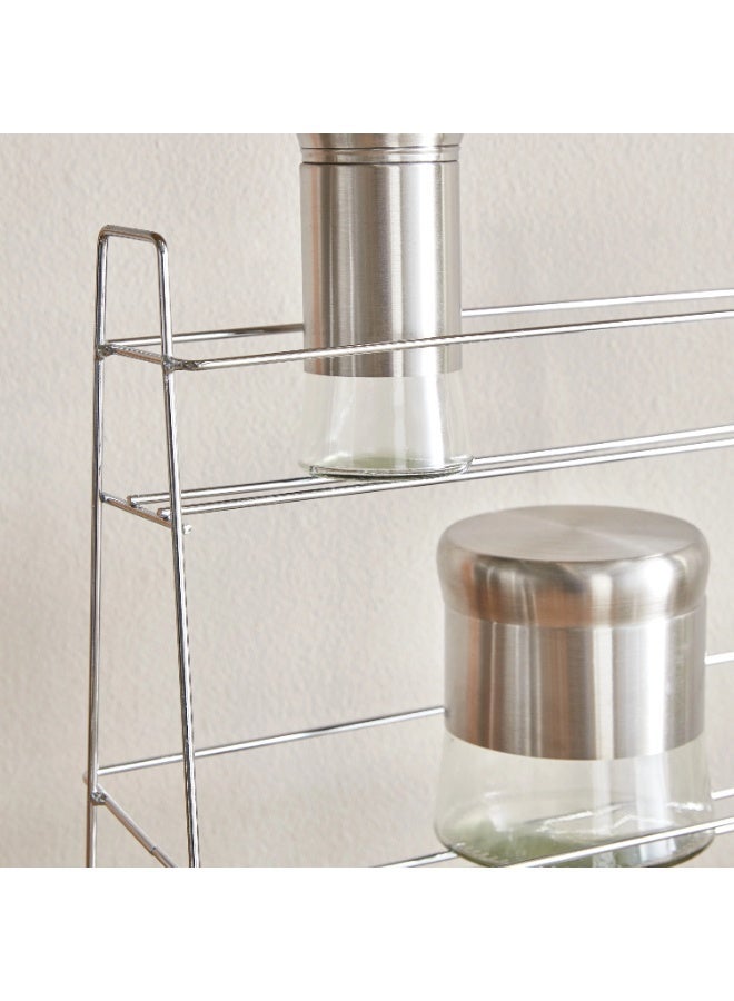 توشيونيكس طقم رفوف توابل زجاجية مكون من 12 قطعة مع رف من الفولاذ المقاوم للصدأ بثلاث طبقات | حاويات توابل كبيرة وصغيرة | منظم سطح المطبخ | فضي وشفاف | موديل T114741 - Image 5